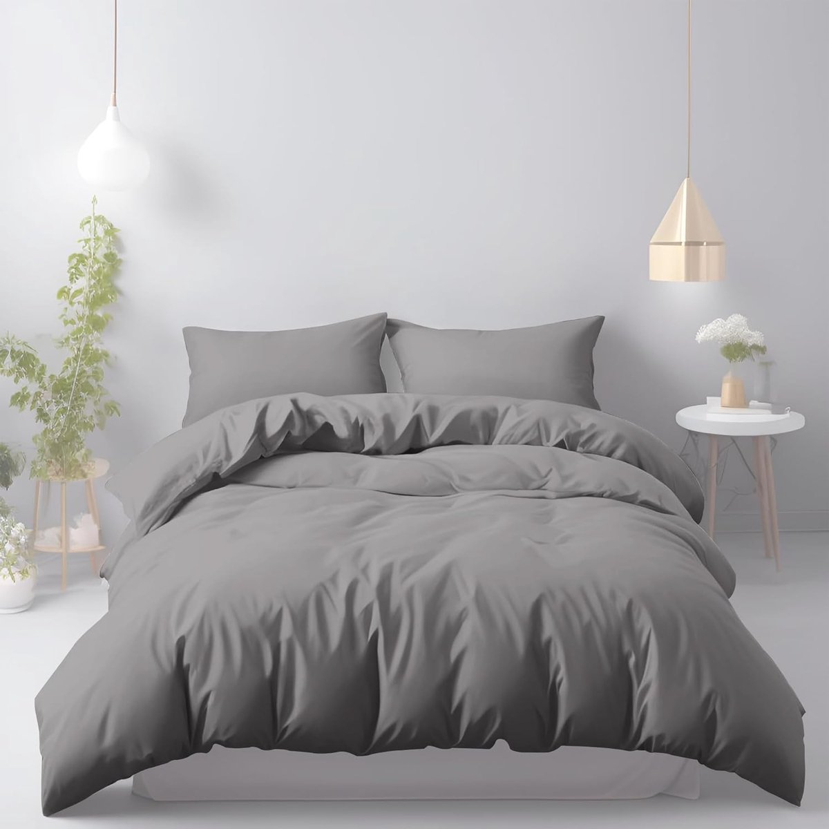 SnelShoppen - Duvet Cover Set 240x220cm - Grijze Microfiber Dekbedovertrek - Hypoallergeen en Luxe Slaapcomfort met 2 Kussenslopen 80x80cm - Makkelijk