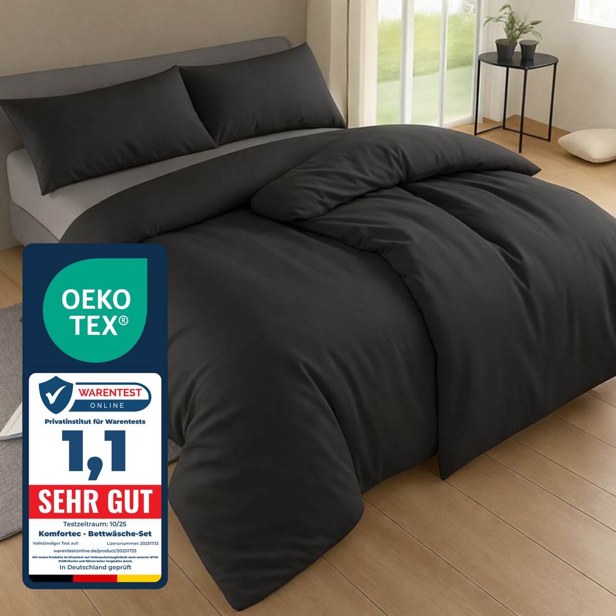 Komfortec Premium Dekbedovertrek 2x155x220 cm + Kussensloop 2x40x80 cm - 100% Microvezel - 90 g/m² - 4-Delige Superzachte Beddengoedset - met Rits - Antraciet