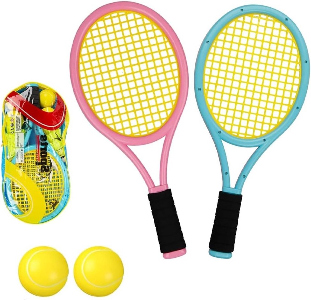 Tennisracket Set voor Kinderen met 2 Trainingsballen, Ideaal voor Buiten- en Binnensporten, Speelgoed voor Actieve Kinderen