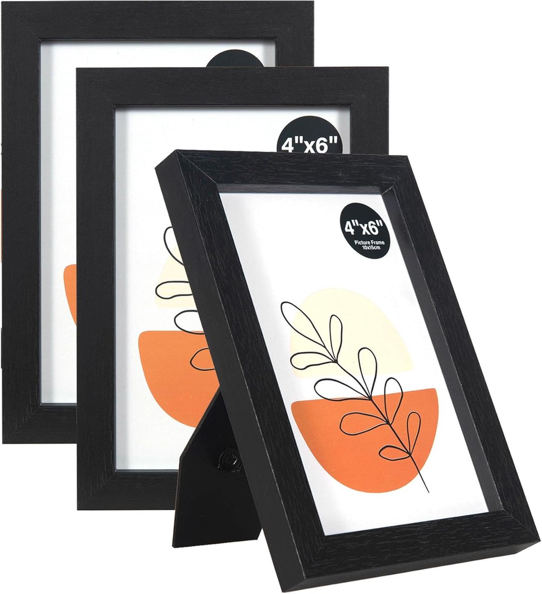 Set van 3 zwarte fotolijsten 10x15 cm voor ophangen en neerzetten