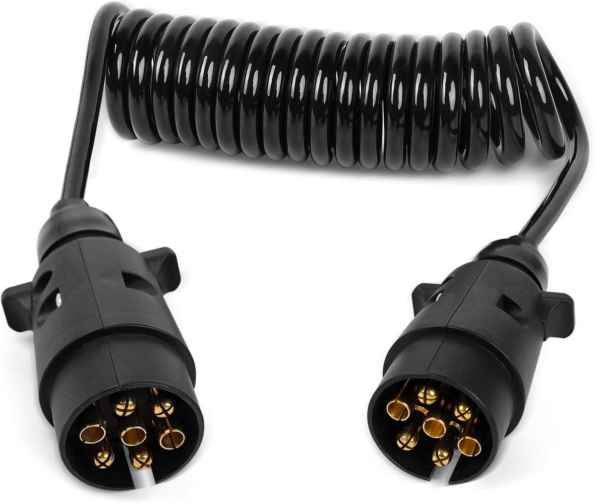 SnelShoppen - 7-polige aanhangwagenkabel 2,5 m met universele aanhangwagenstekker 12V voor camper, caravan, boot, truck, trailer - hoogwaardig TPU mat