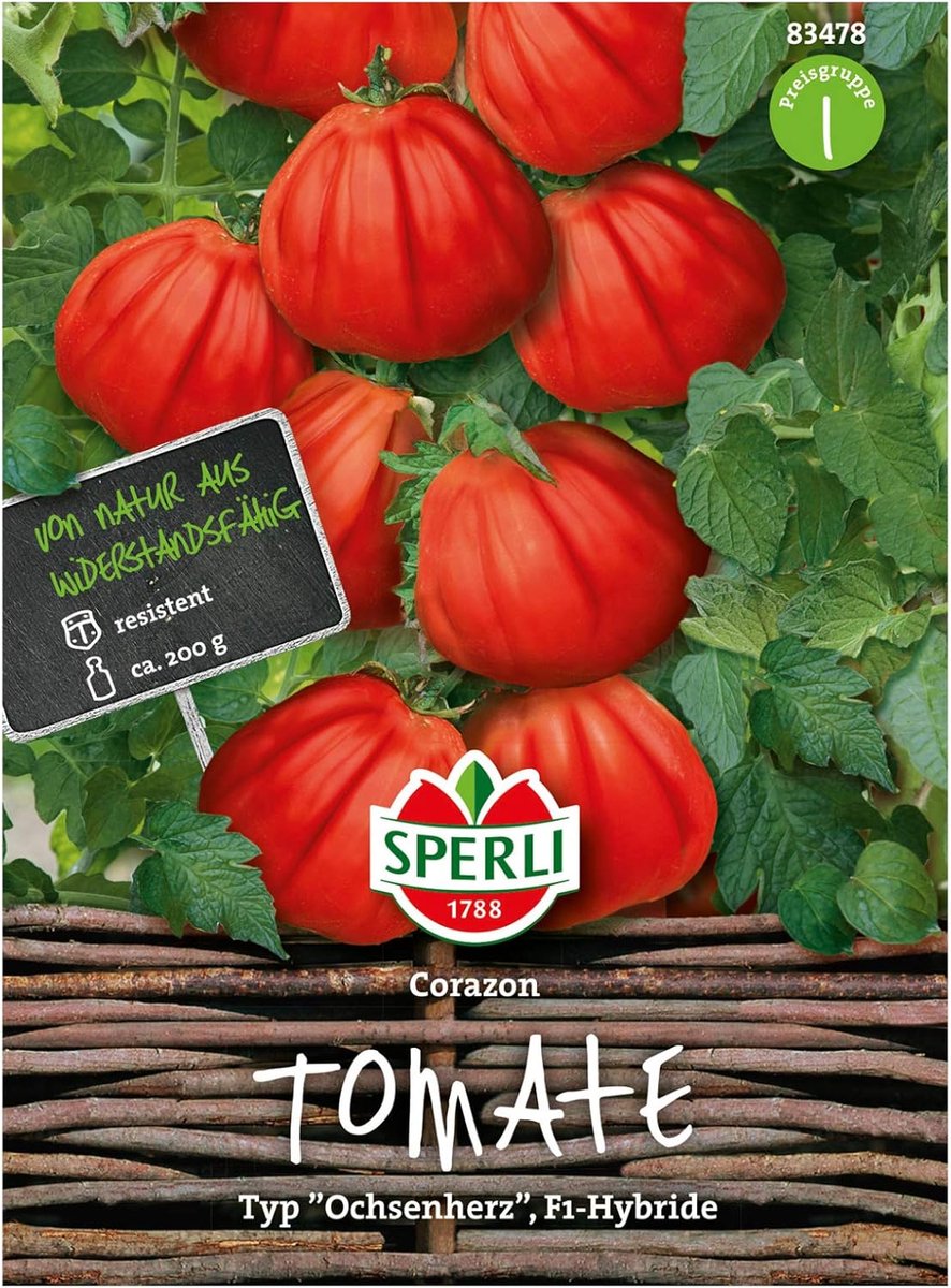 SnelShoppen - Premium Tomatenzaad Corazon - Aromatische Runder Tomaten - Oxheart Type - Hoogwaardige Zaden voor Tuin en Keuken - Grote, Zoete en Weini