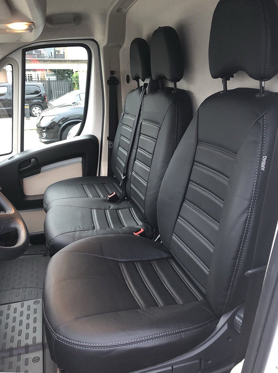 Pasvorm stoelhoezen Peugeot Boxer 2006-heden (geschikt voor stoel en duobank) - Kunstleer zwart