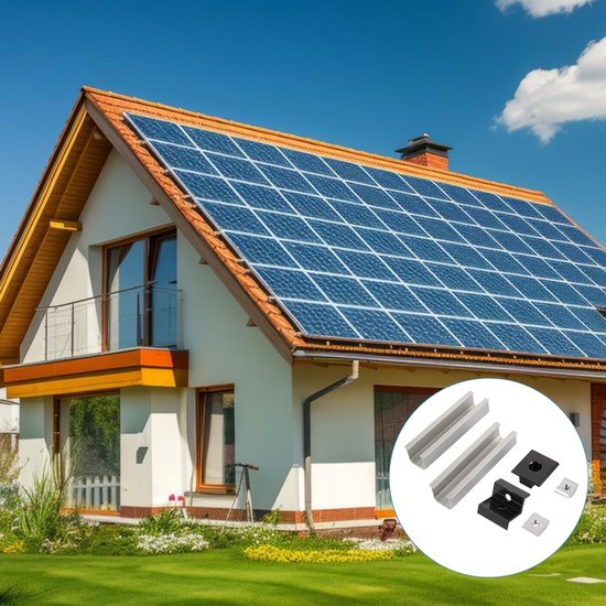 Set van 6 Solar Panel Beugels met 12cm Aluminium Profiel, Verstelbare Steunen voor Trapeziumdaken en Metalen Daken, Inclusief Rails en Accessoires — afbeelding 4