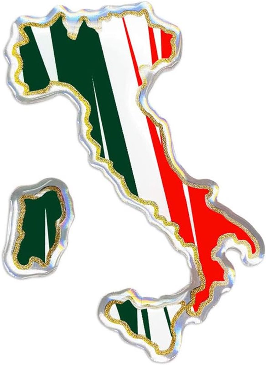 SnelShoppen - 3D Sticker Italië, Zelfklevend, 70 x 50 mm, Duurzaam, UV-bestendig, Voor Decoratie, Feest, Camping, Kinderen, Tuin, Keuken