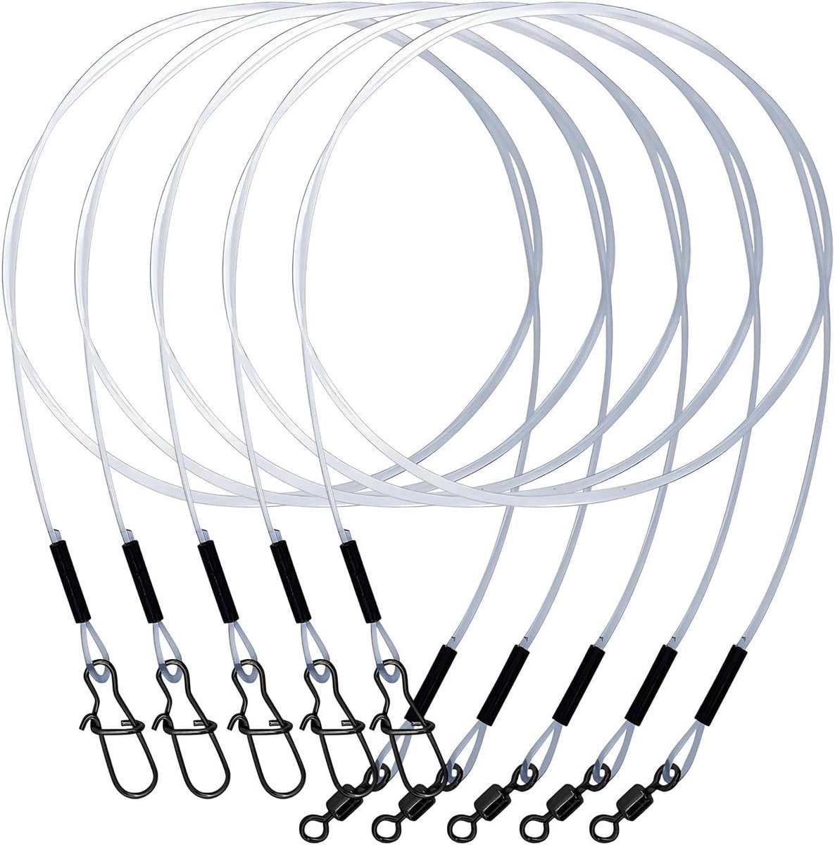 SnelShoppen - Set van 5 Front Pockets voor Roofvissen - 30 cm Lengte - 7 kg Belastbaarheid - Premium Fluorocarbon met RVS Carabiner en Wervel - Perfec