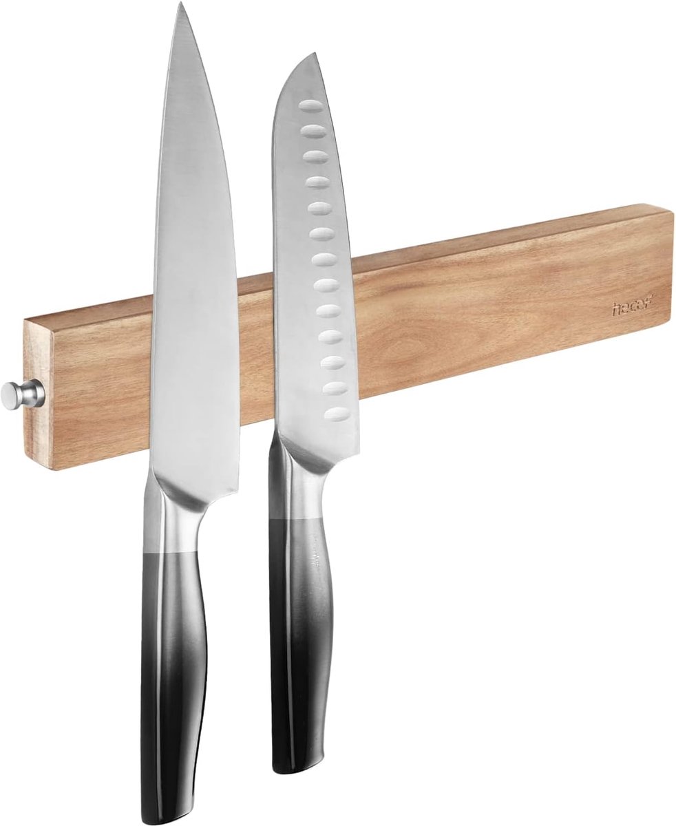 SnelShoppen - Hecef 12 Inch Magnetische Messenstrip - Acaciahouten Messenhouder voor Keuken, Ruimtebesparend, Stijlvol en Praktisch, Geschikt voor All
