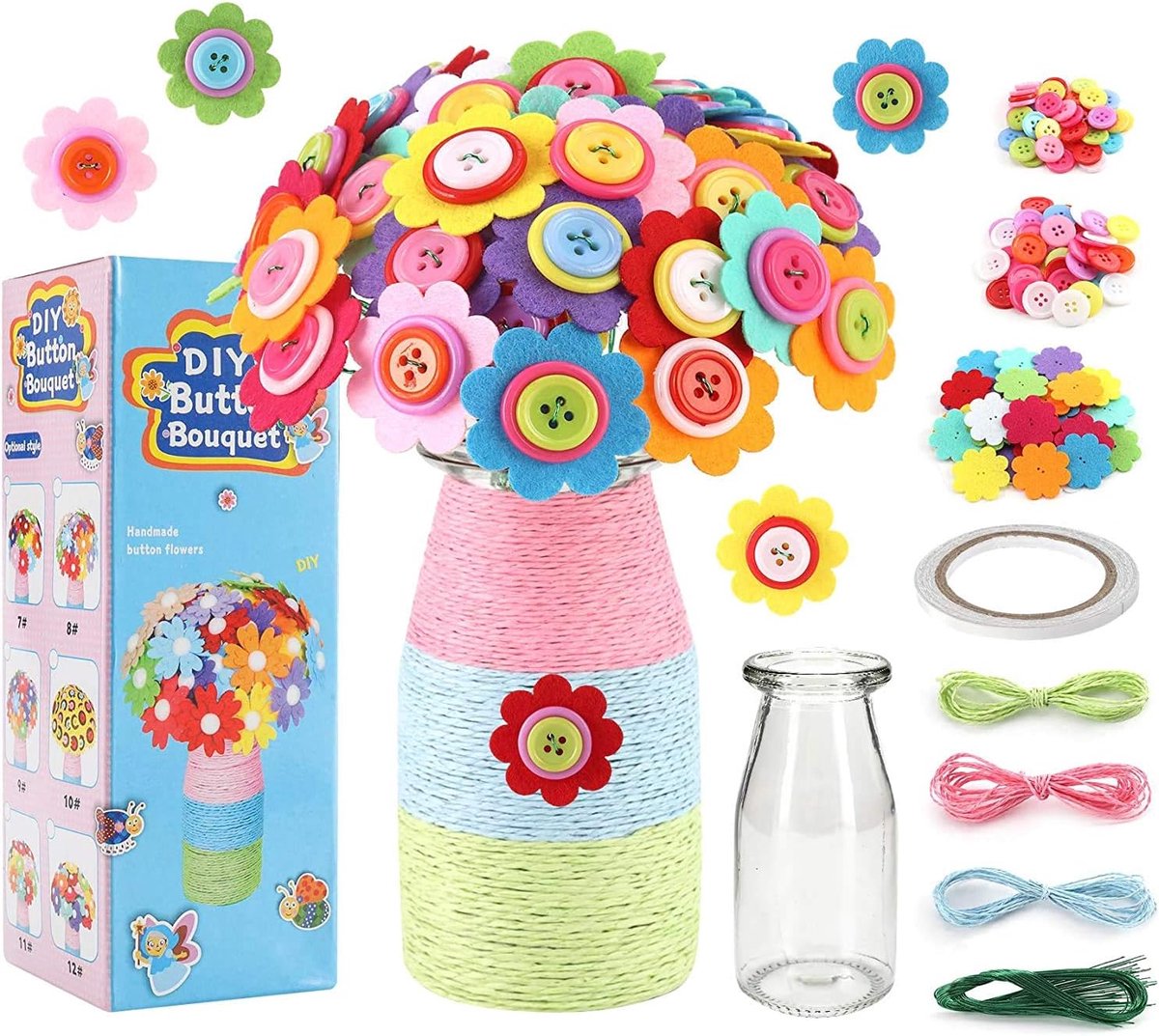 SnelShoppen - Creatieve Afufu Craft Set voor Meisjes 4-9 Jaar, DIY Bloemen, Handgemaakte Vaas, Veilig en Niet-Toxisch, Motorische Vaardigheden Ontwikk