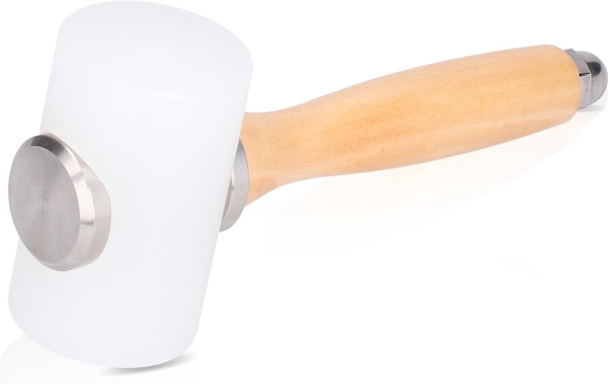 SnelShoppen - Leer Beitelhamer Mallet, Nylon Do It Yourself Leer Ambacht Hamer Gereedschap met Houten Handvat voor Leerwerk Cowhide Sew Club - Dubbel