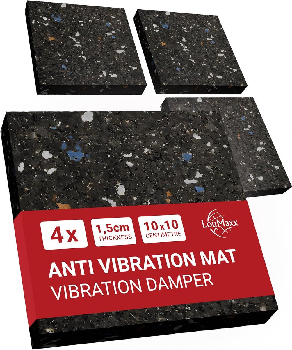 SnelShoppen - Non-slip mat set van 4 - 10cm x 10cm rubber mat - 1.5cm dikke anti-vibratie mat voor wasmachine, droger, koelkast, en meer - Geluidsisol