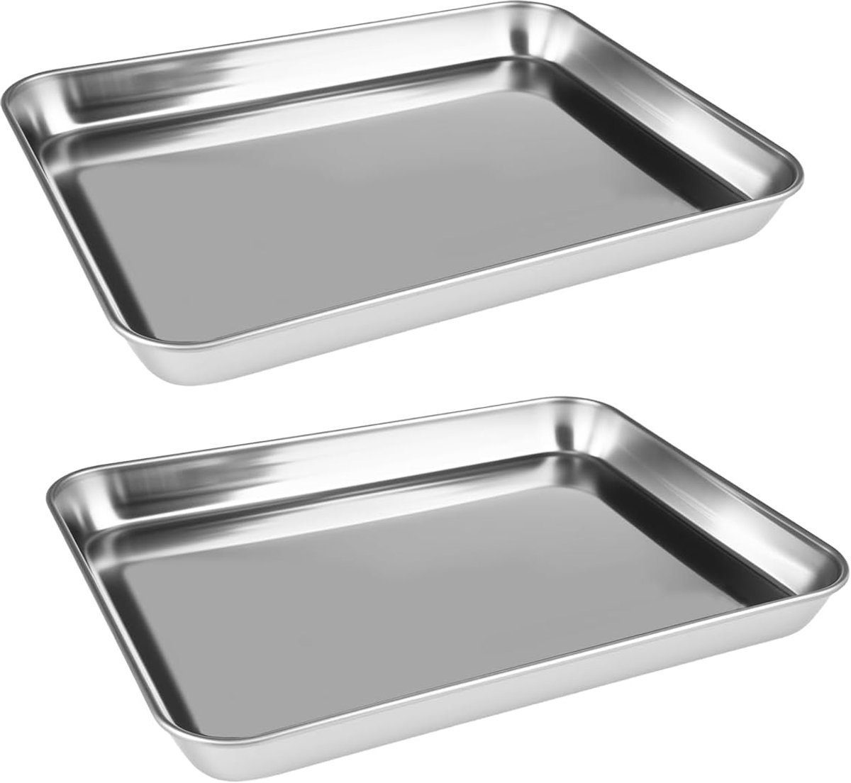 SnelShoppen - 2 Stuks Roestvrij Stalen Bakplaat - Ovenplaat - Taartplaat - Rechthoekige Bakplaten - Vaatwasmachinebestendig - Niet Giftig - Gezond - V