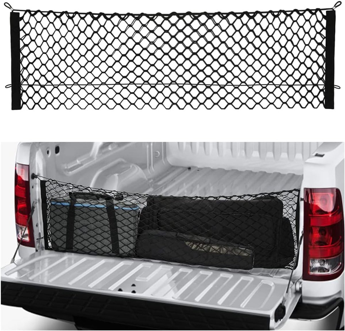 SnelShoppen - Car Trunk Net XL 125x40 cm - Hoge Elasticiteit, Universele Luggage Net voor Auto, SUV, Truck - Organiseer je Bagage en Spullen