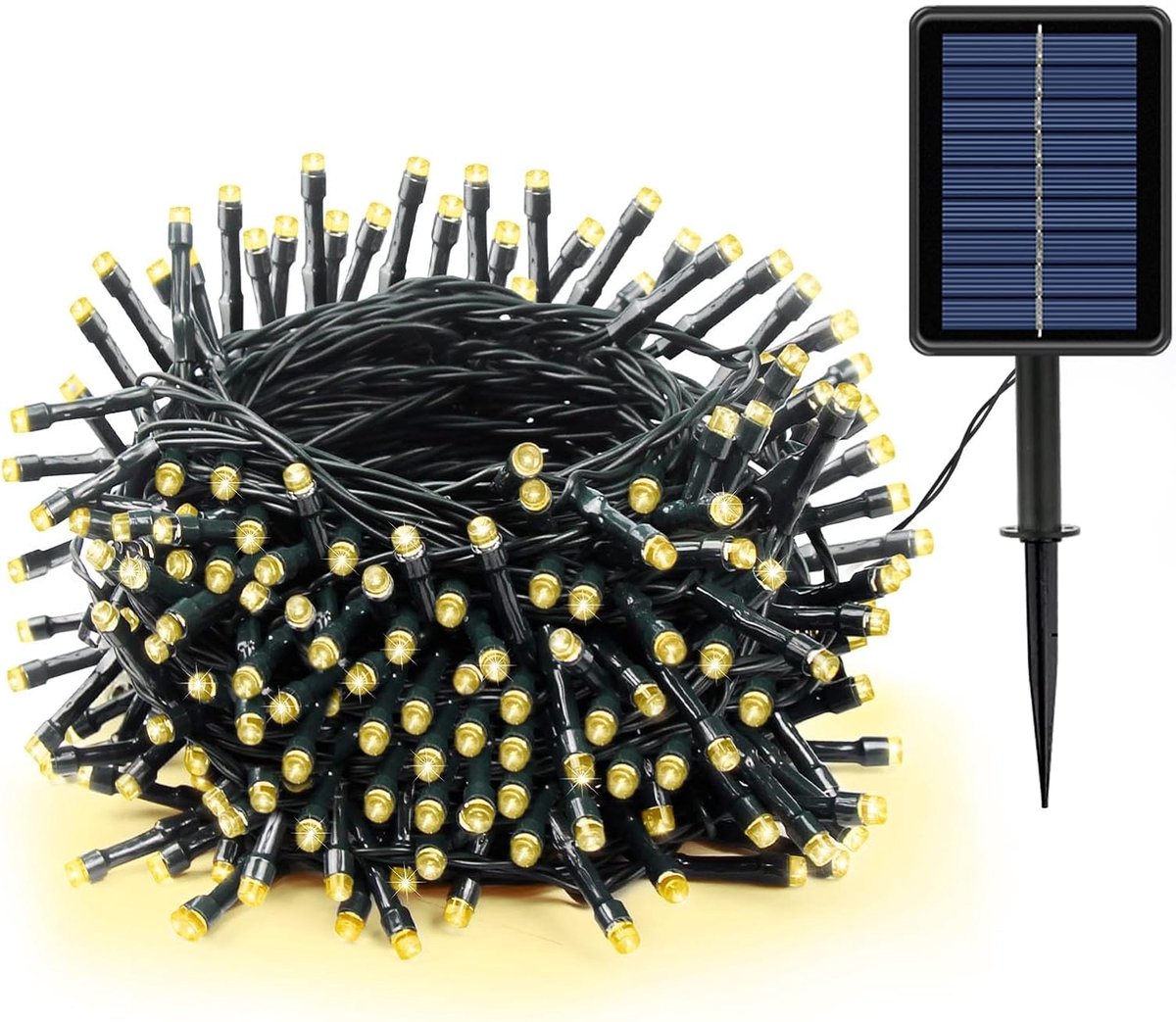 SnelShoppen - Lichtsnoer op zonne-energie 22 m met 200 LEDs, weerbestendige lichtketting voor buiten, 8 modi tuinverlichting, ideaal voor balkon, fees