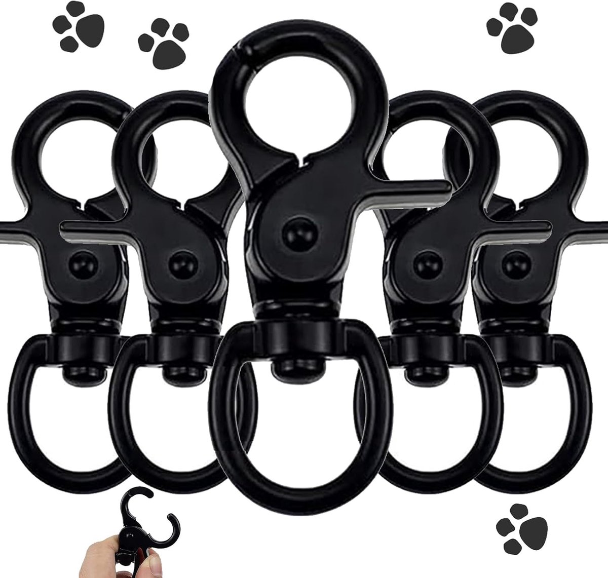 SnelShoppen - 5Pcs Swivel Carabiner Haak - Multifunctionele Clip voor Sleutels, Honden, Kamperen - Duurzaam, Roestvrij, Zinc Alloy - Ideaal voor Klein