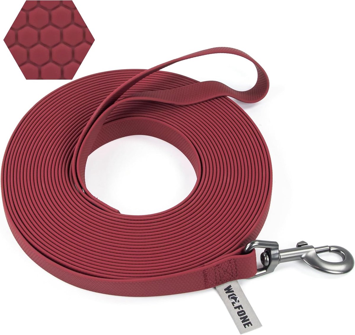 SnelShoppen - 10m Donkerrode Waterdichte Hondenlijn met Antislip Handvat, Stevige Rugged Training Leash voor Buitenactiviteiten, Voor Grote en Kleine