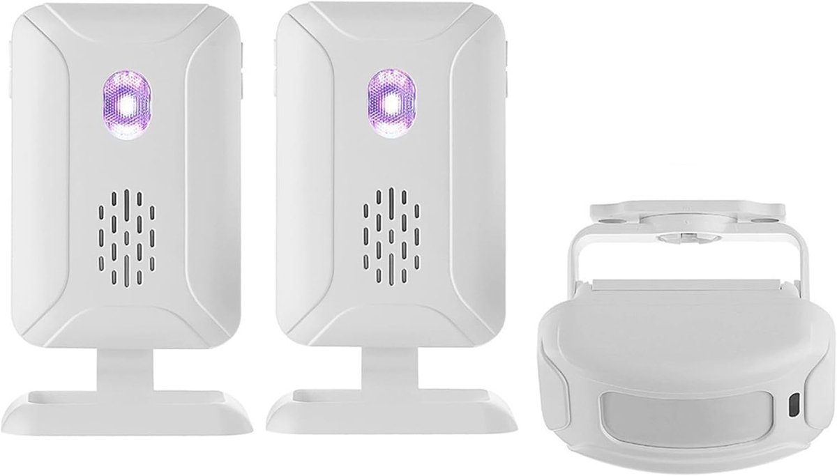 SnelShoppen - Draadloos Bewegingssensor Alarm Systeem voor Thuis - Deurbel met 1 Sensor en 2 Ontvangers - Veiligheid voor Deur, Ingang, Oprit, Brieven