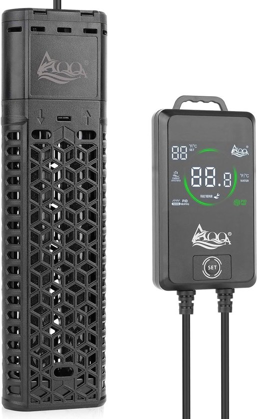 SnelShoppen - Aquarium Heater 500W, Submersible Verwarmingselement met Intelligente Regulator, Droogloopbeveiliging en Oververhittingsbeveiliging voor