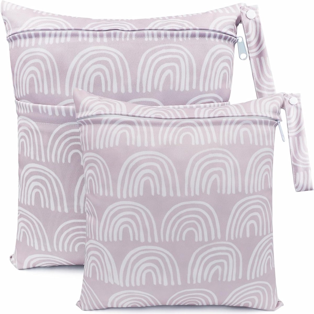 SnelShoppen - 2 Stuks Wet Bag - Waterproof Herbruikbare Diaper Organizer met Zipper - 36x30cm en 30x28cm - Grijs - Voor Luiers, Zwemkleding, Dagopvang