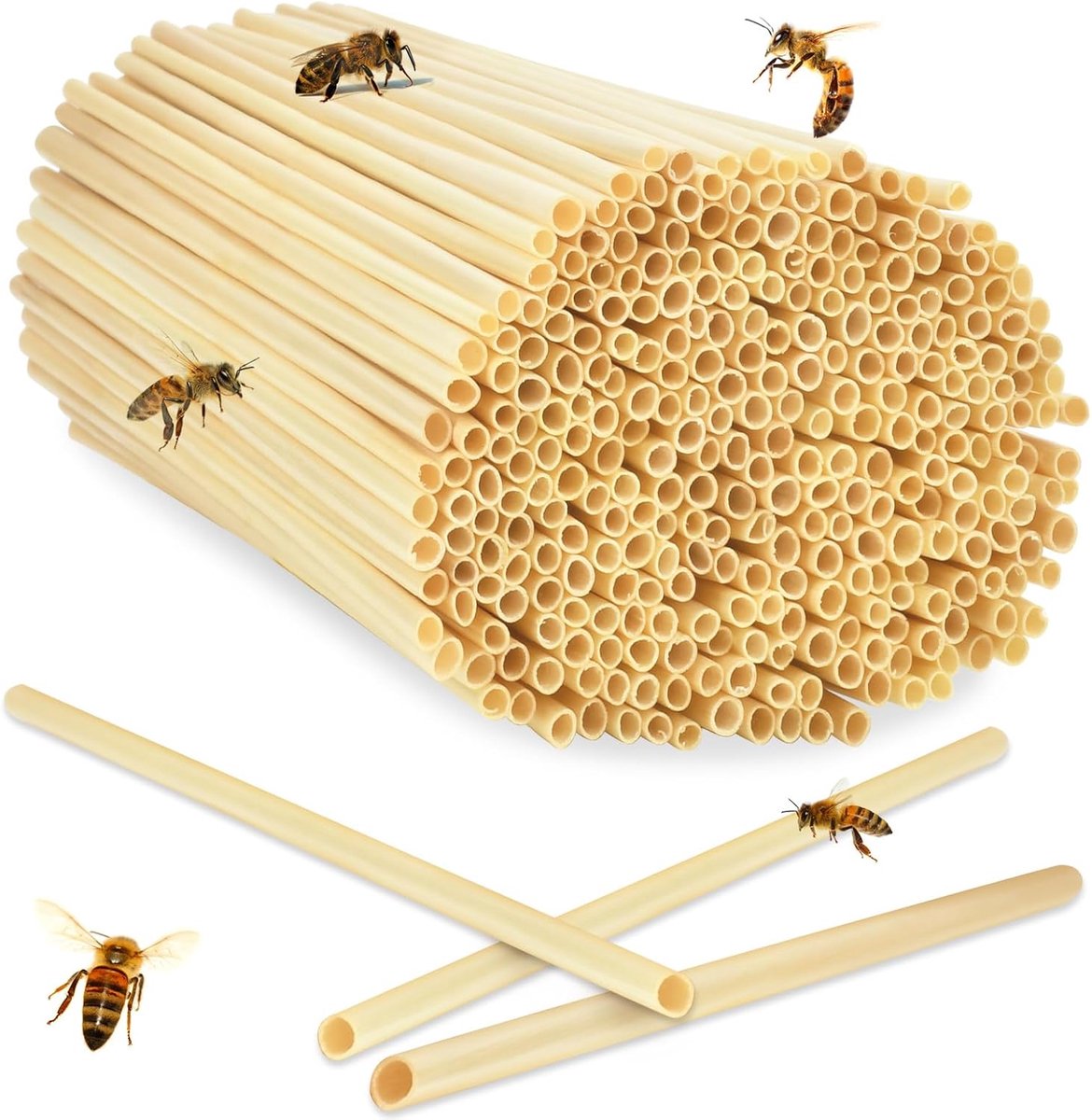SnelShoppen - Wild Bee Nest Tubes 300 Stuks, 20 cm Lengte, Insect Hotel Nestbuizen voor Bijen, DIY Bijenhotel, Tarwe Stro, Nest Hulp, Tuinaccessoires