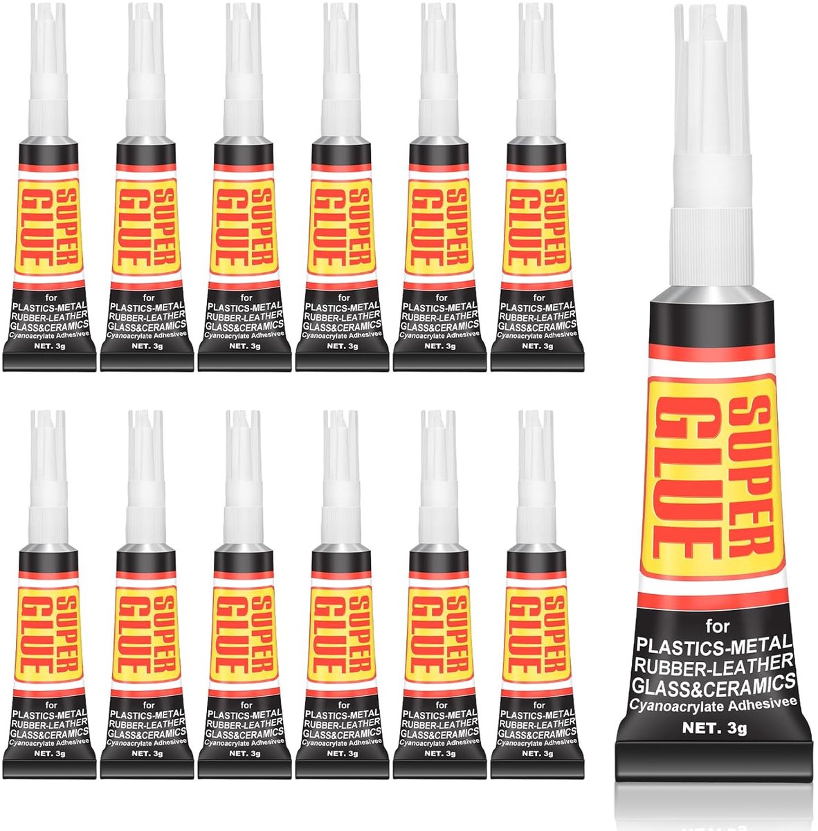 Thijox - Flintronic Super Glue 12 stuks 3 ml universele superlijmgel, snelhardend en sterke reparatielijm voor metaal, keramiek, kunststof, leer en me