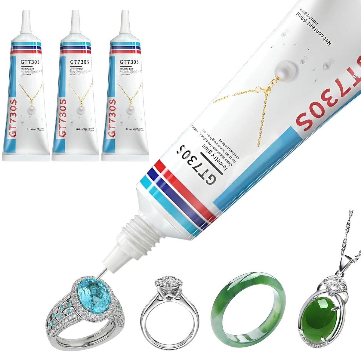 SnelShoppen - 3 x 2 fl oz Transparante Sterke Lijm voor Sieraden, Extra Sterke Hechting voor Precisie van Edelstenen, Kralen en Strass