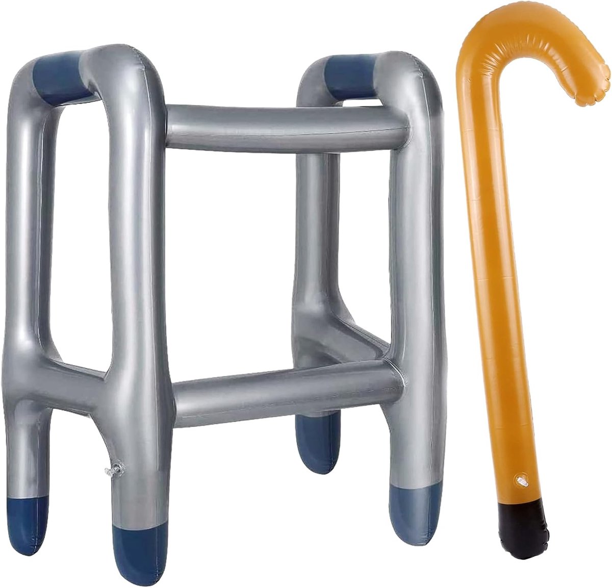SnelShoppen - Inflatable Walking Aid en Stick Set - 2 Stuks Opblaasbare Loopondersteuning voor Senioren, Kostuum voor Grootouders, Grappige Verjaardag