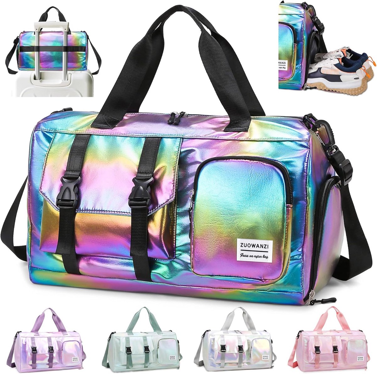 SnelShoppen - Sports Bag Dames Reisbagage met Schoencompartiment en Nat Vak - Grote Weekender Gymtas Waterdicht Lichtgewicht Zwembagtas voor Sport en