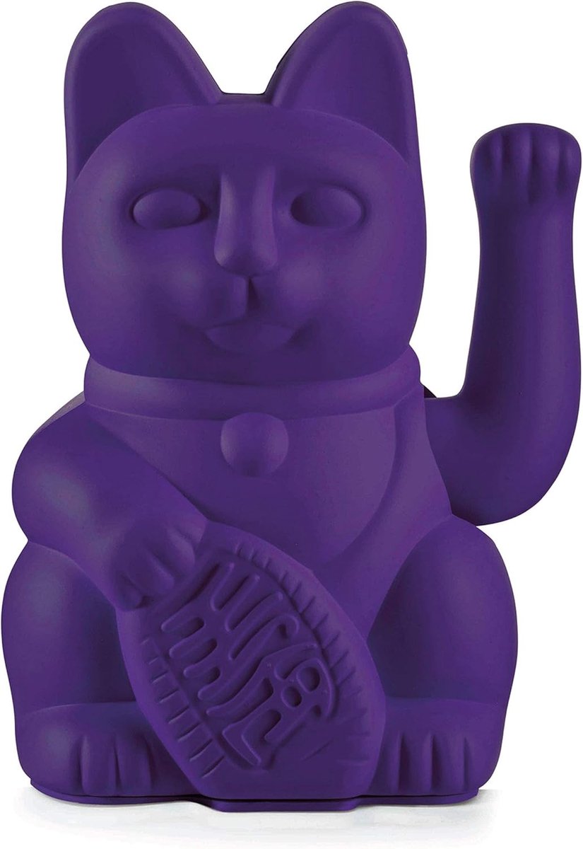 SnelShoppen - Gelukkige Cat Maneki Neko, Paars, 15 cm, Plastic, Decoratie voor Huis, Gelukskat, Talisman, Origineel Cadeau
