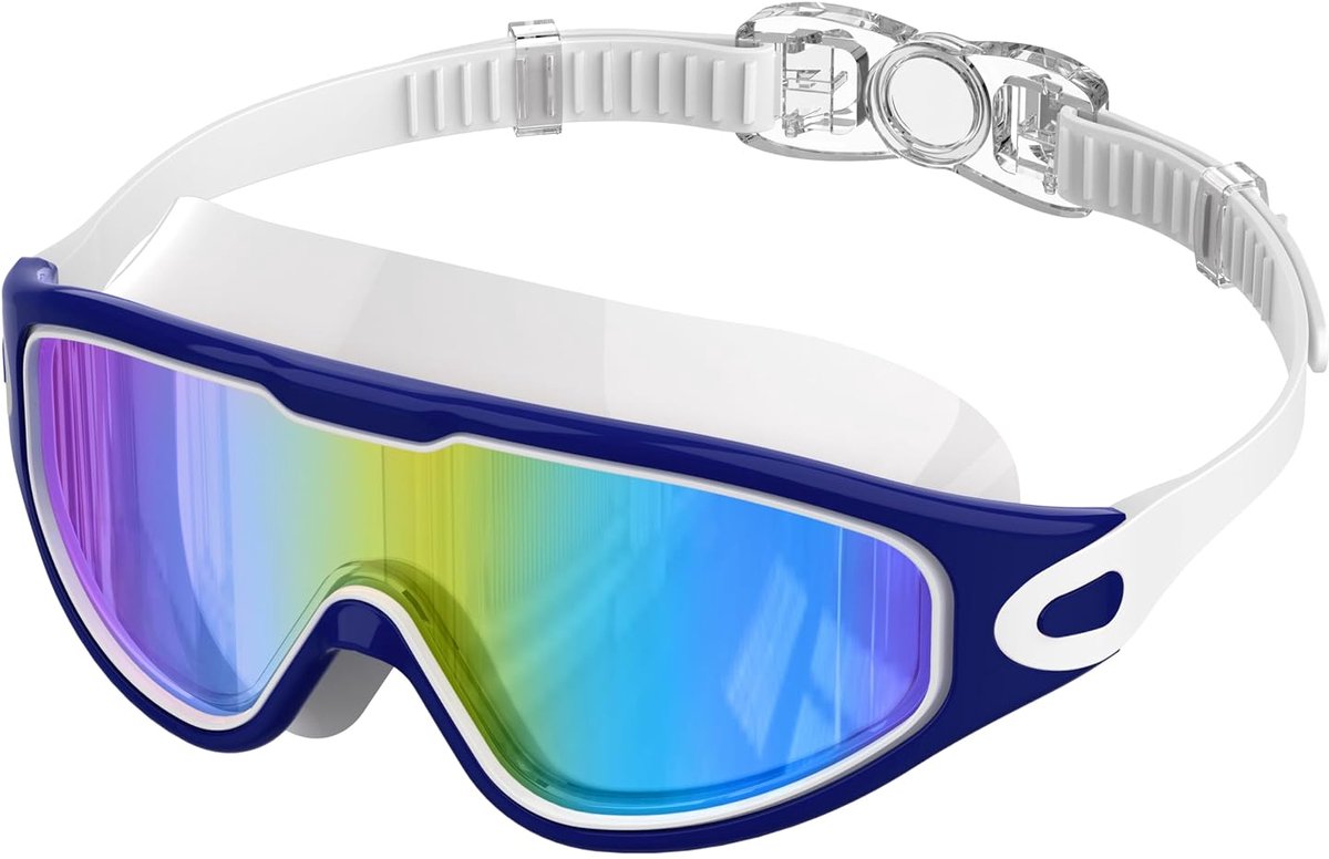 SnelShoppen - Unisex Volwassen Zwembril met Groot Frame - Anti-Fog UV Bescherming - HD Duikbril voor Buiten Water Sporten - 180° Panoramisch Zicht