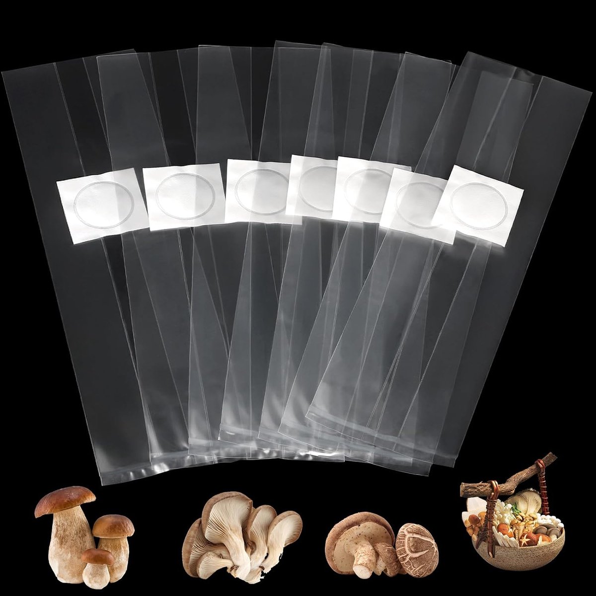 SnelShoppen - 50 Stuks Mushroom Grow Bags - Enoki Paddenstoelen Kweekzakken - Ademend - 32x50 cm - Duurzaam - Voor Thuis Kweek - Tuin