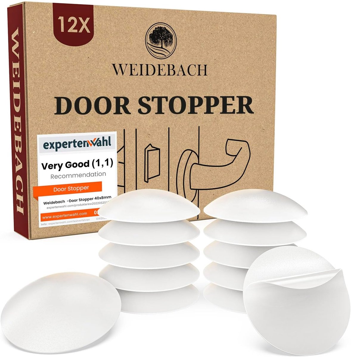 SnelShoppen - Door Stoppers Zelfklevend - 12 Pack Witte Rubber Deurbuffers 40mm - Voor Wand, Meubels en Deuren - Elastisch, Duurzaam en Beschermend