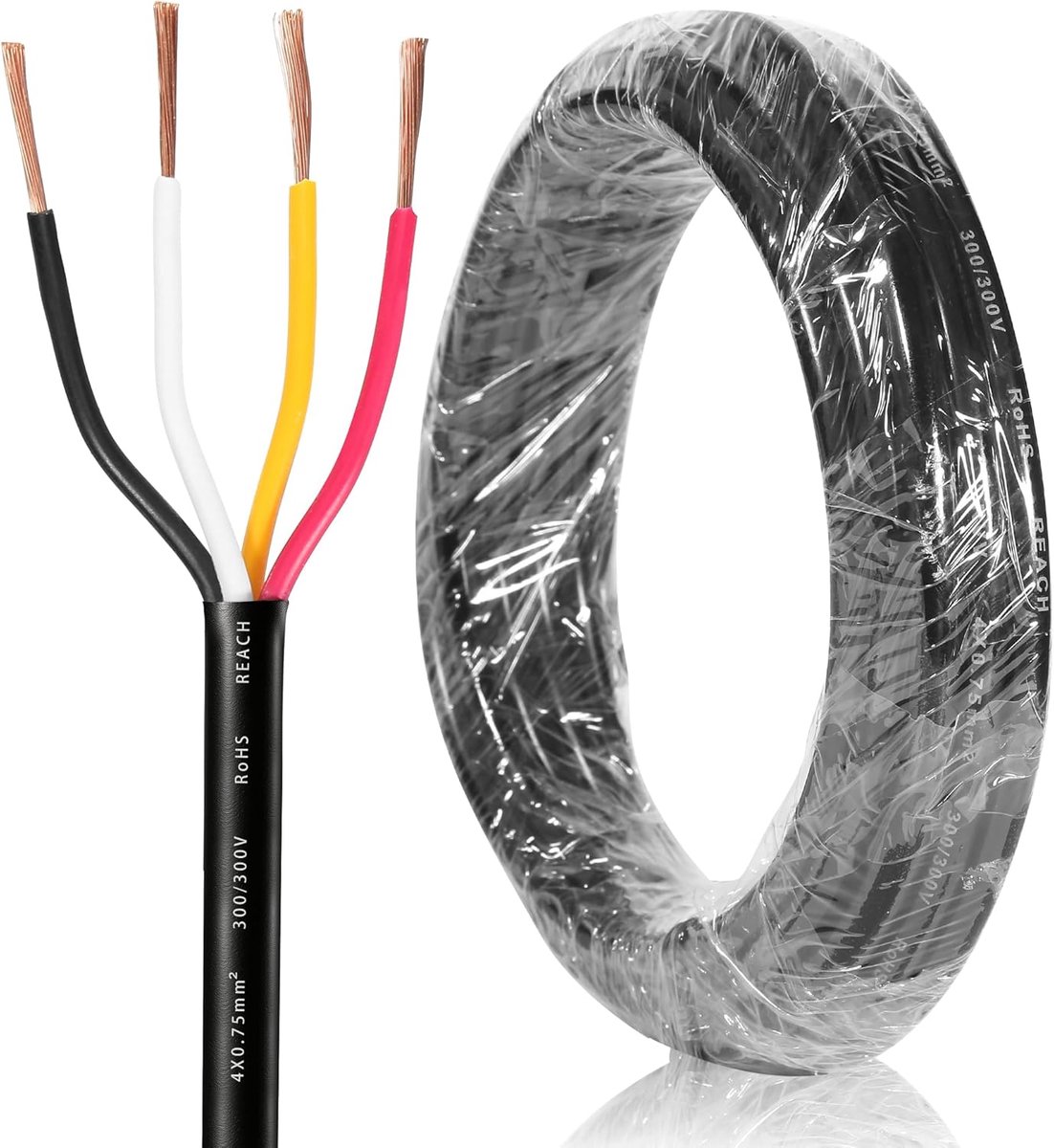 SnelShoppen - 4 Pool Trailer Kabel 10M - 4 Draad Verlichtingskabel 4x0.75mm² voor Caravan, Voertuig, Trailer - 80V 24V 12V