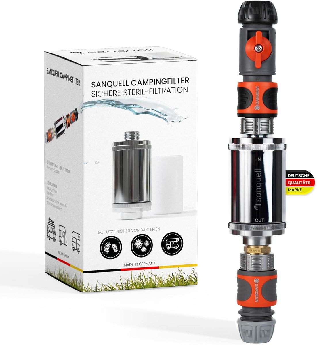 SnelShoppen - Explorer Waterfilter voor Camping, Caravan, Motorhome - Complete Set - Steriele Water Tank Vulling tot 8 L/min - Medische Technologie -