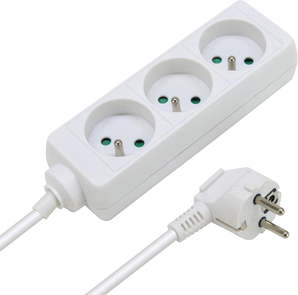 SnelShoppen - Powerstrip met 3 Stopcontacten, 1.5m Kabel, Wit - Hoogwaardige Stekkerdoos voor Thuis, Kantoor, Keuken, Camping, Feest - Veilig en Duurz