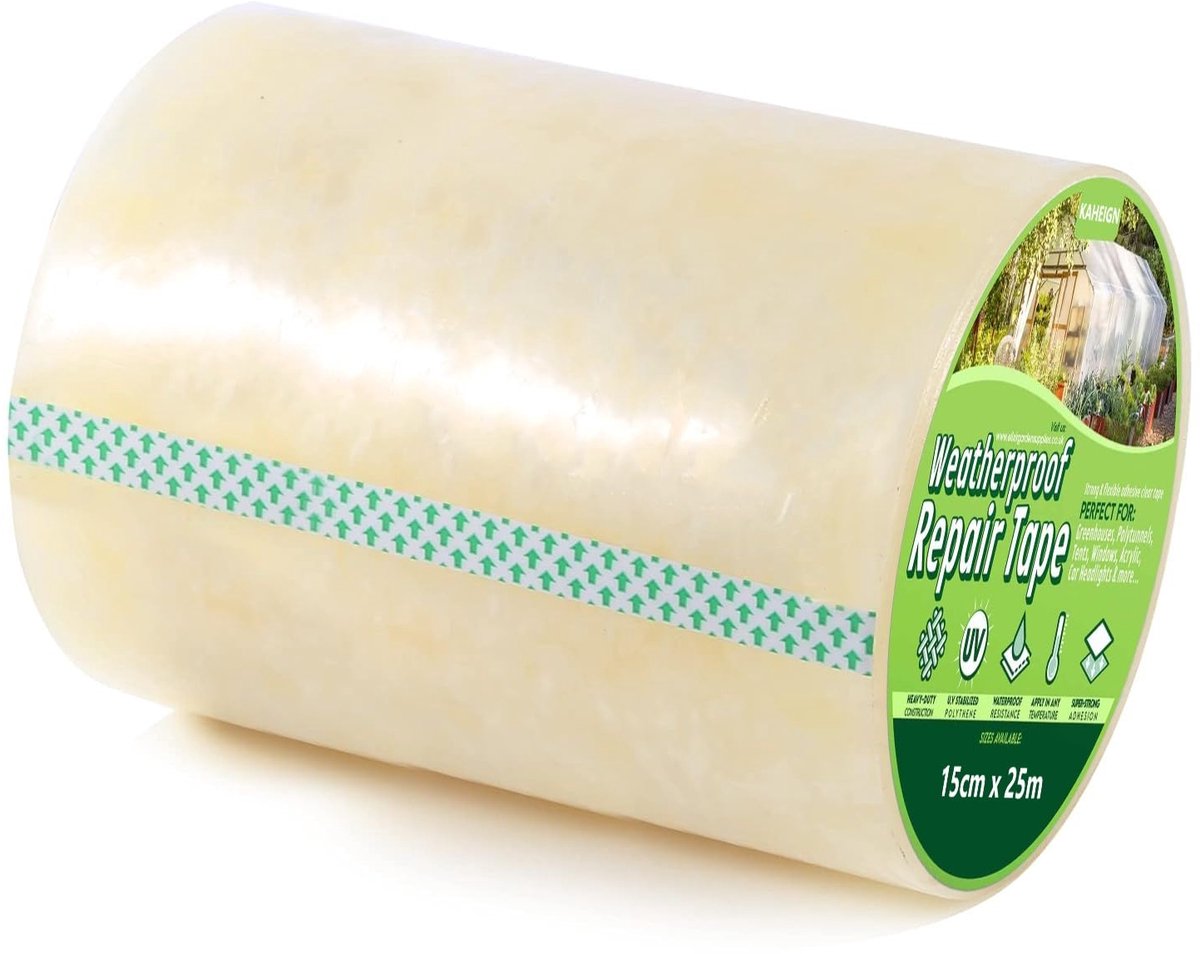 SnelShoppen - 15cm x 25m Kweekhuis Reparatietape, 6 Mil Duidelijke Polyethyleen UV Bestendige Plastic Film voor Polytunnel Kweekhuis Bedekkingen