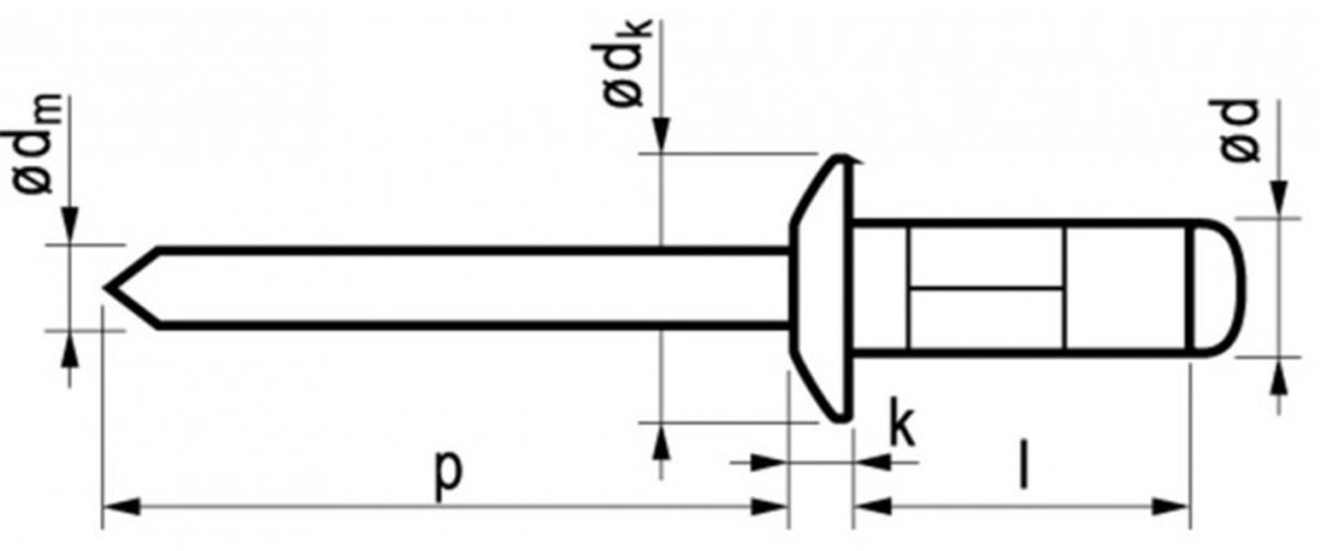 Masterfix blindklinknagel 3.2x10mm - platbolkop (Per 500 stuks)
