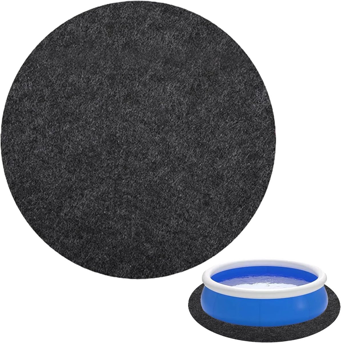 SnelShoppen - Pool Mat Rond 200 cm - Antislip Herbruikbare Zwembadmat - Waterabsorberende Vloerbedekking - Opvouwbare Grondmat - Zwart - Ideaal voor T