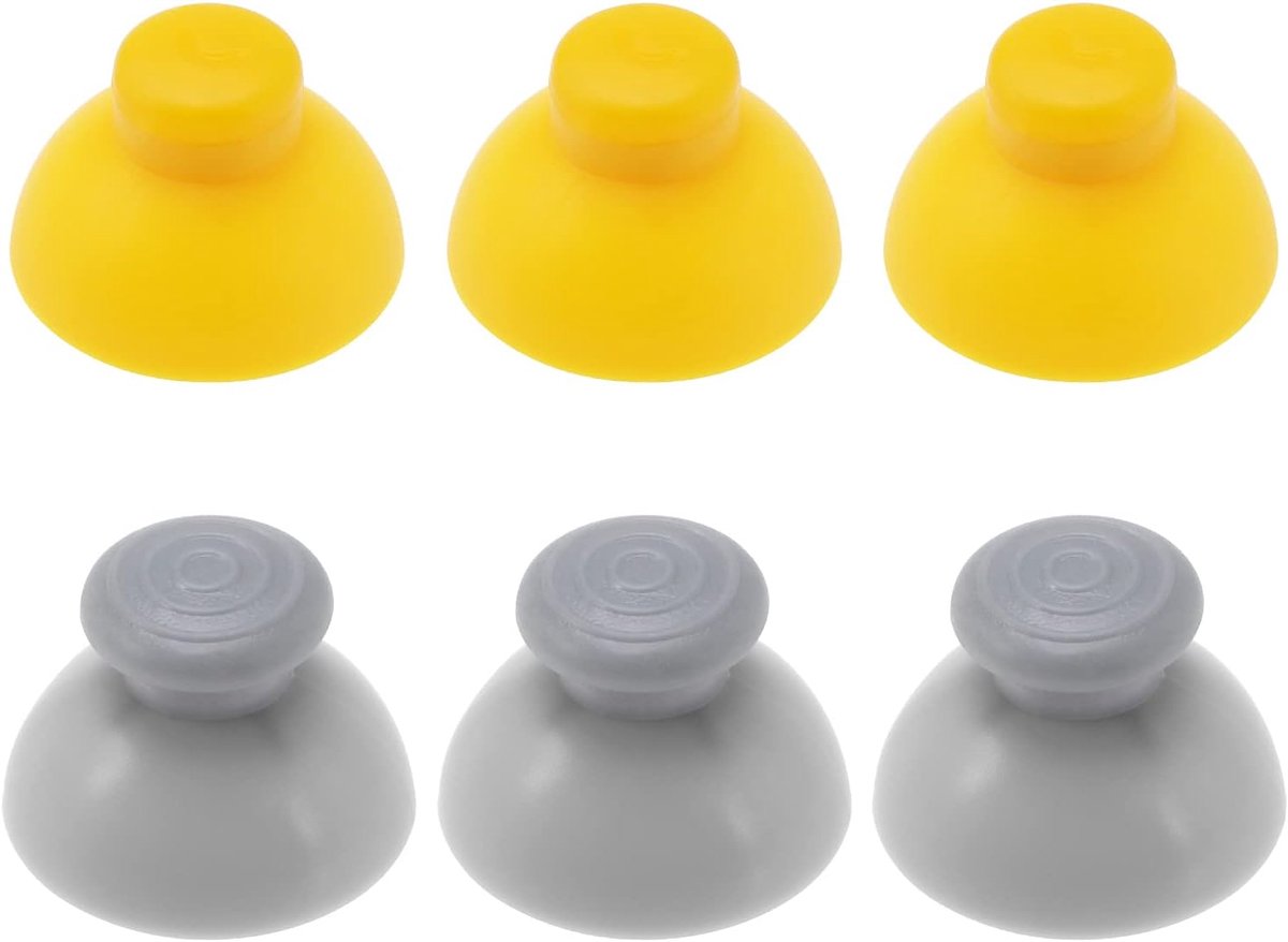 SnelShoppen - 6 Stuks Vervangende Joystick Caps voor Nintendo GameCube Controller - ABS Geel & Grijs - Duurzame Thumbstick Covers - Perfecte Accessoir