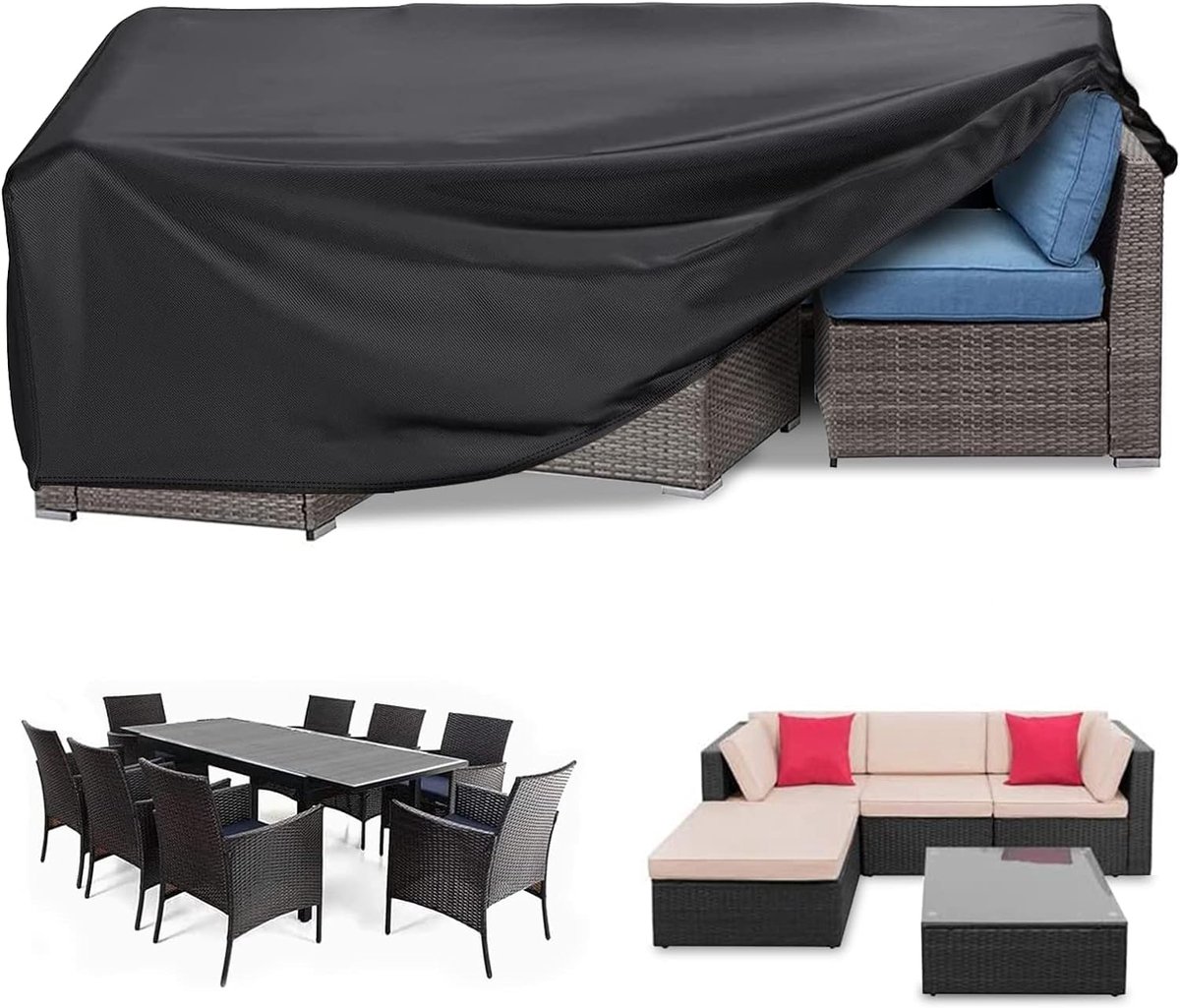 SnelShoppen - Tuinmeubelbescherming - Waterdichte Heavy Duty 420D Oxford Tafelcover 180x125x70cm - Rechthoekig - UV-Bestendig - Voor Tuinset - Bescher