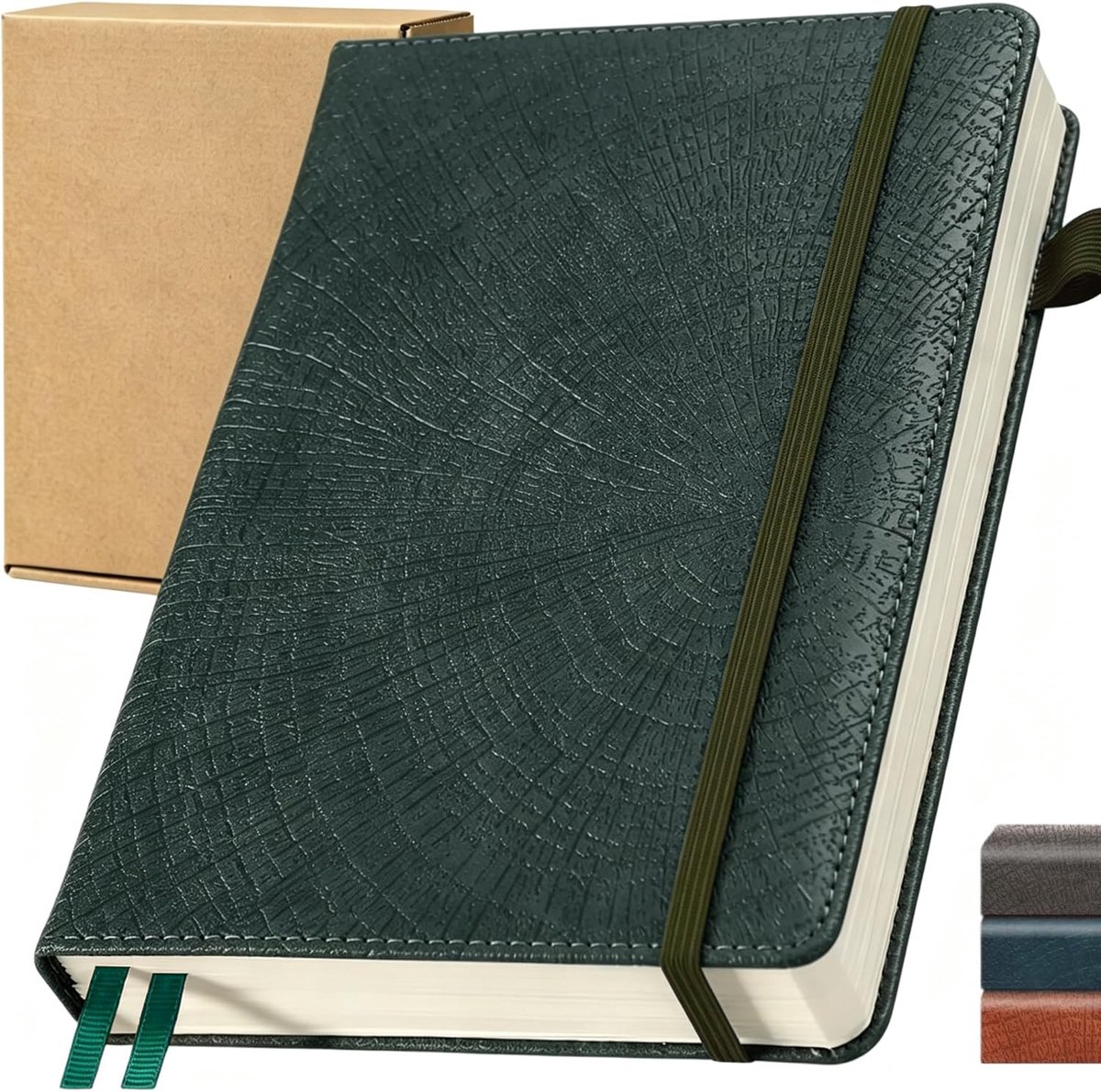 SnelShoppen - Notitieboek A5 Gelinieerd - Veganistisch Leer - Duurzaam Hardcover - Milieuvriendelijk Dagboek voor Werk en Studie - Groene College Noti