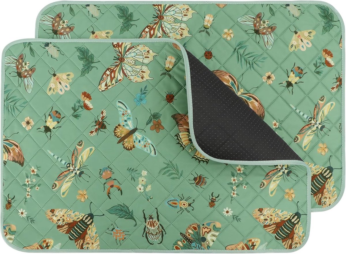 SnelShoppen - Herbruikbare Hondentrainingspads Set van 2, Wasbare Puppy Pads, Super Absorberend Insectenpatroon, Waterdicht en Sneldrogend voor Honden