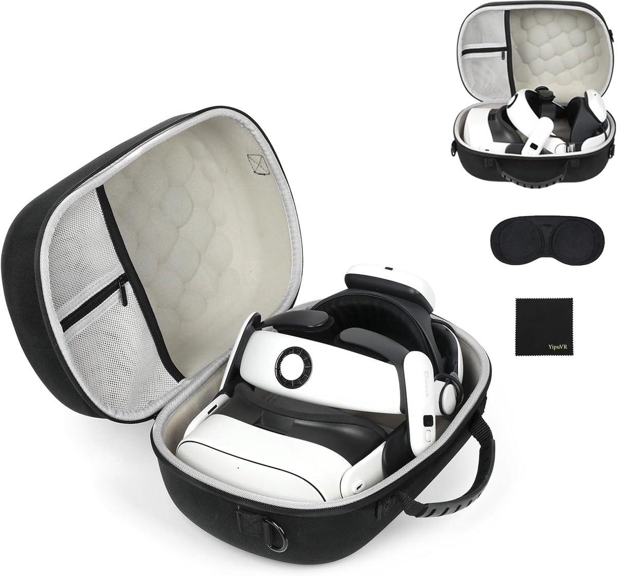 SnelShoppen - Hard Case Beschermhoes voor Gaming Headset Meta Quest 3S/Quest 3 - Draagbare EVA Hoes - Zwart - Bescherming Tegen Stoten, Vallen en Kras