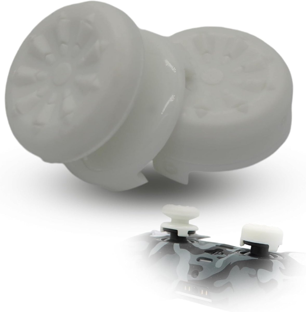 SnelShoppen - 2x Gaming Controller Stick Attachments, 7mm & 11mm Grip Caps voor PS5/PS4, Wit, Verbeterde AIM & Bescherming