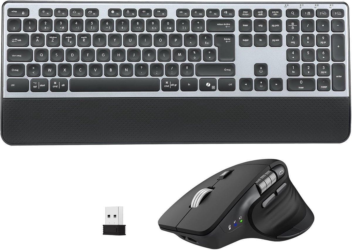 SnelShoppen - Draadloos Ergonomisch Toetsenbord met Achtergrondverlichting, Oplaadbaar, Stil Typen, 4 DPI niveaus, Voor PC, Laptop, Kantoor, Wit