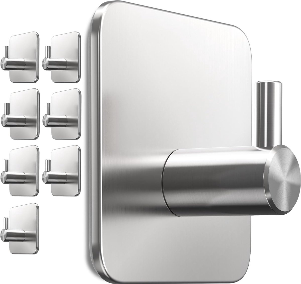 SnelShoppen - Towel Holder zonder Boren Set van 8, RVS Handdoekhaak met Waterproof Zelfklevende Pads, Sterke 3M Adhesive, Ideaal voor Badkamer en Keuk