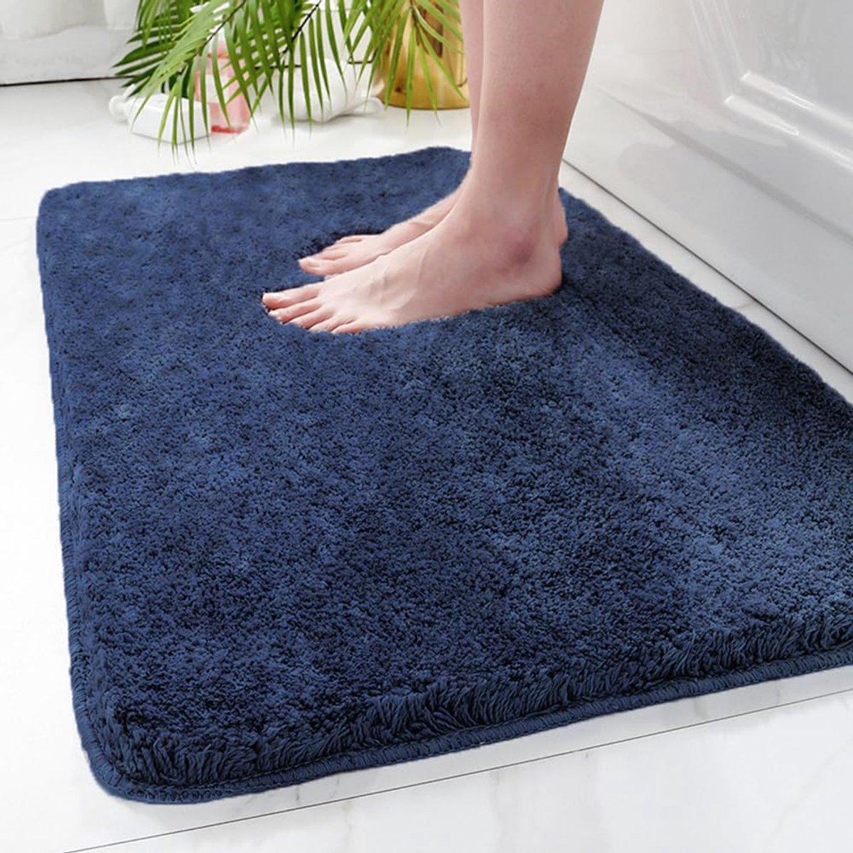 SnelShoppen - Badmat Antislip 40 x 60 cm Badkamerkleed - Extra Zacht Effen Kleur Badmat, Super Absorberend en Machinewasbaar (Blauw)