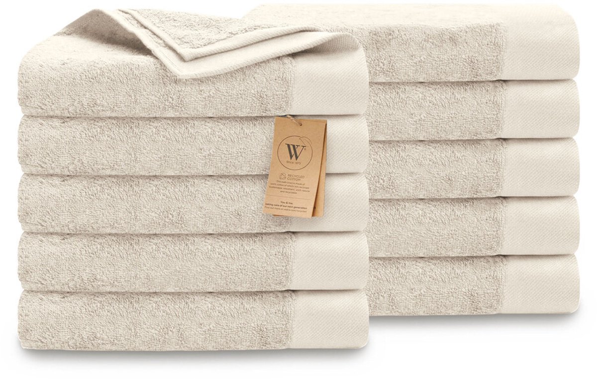 Walra Remade Handdoeken 50x100 - set van 10 - Zware kwaliteit 550 g/m2 - Beige