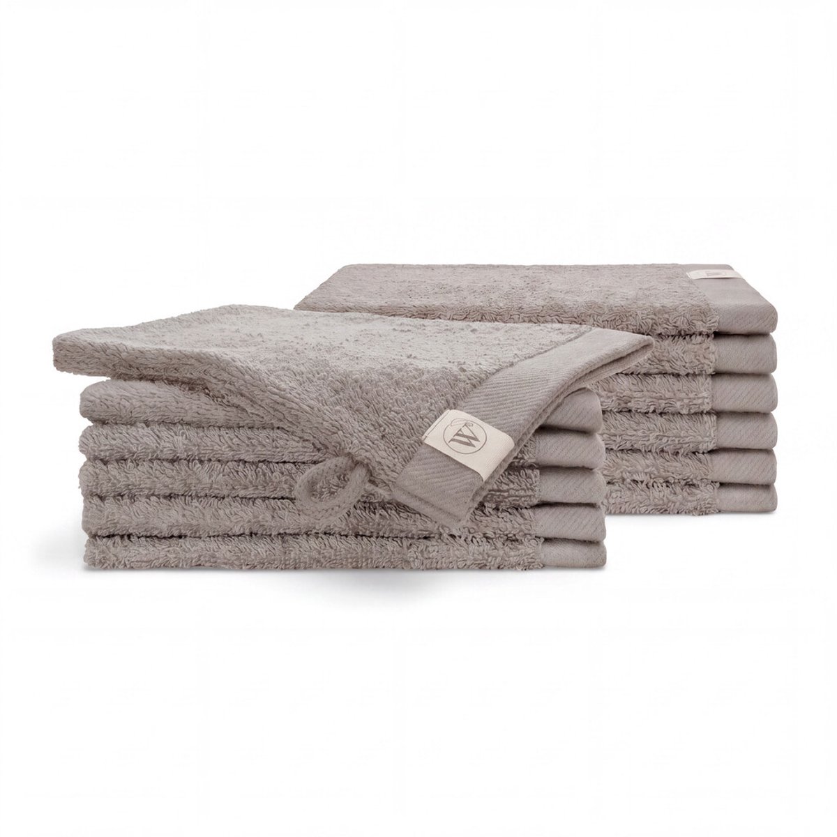 Walra Washand Remade Cotton - 12x 16x21 - 70% gerecycled Katoen / 30% Katoen - Taupe