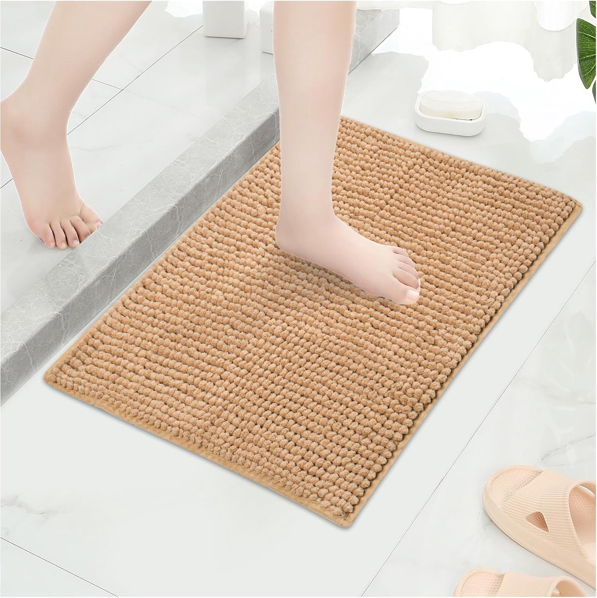 SnelShoppen - Luxe Badmat Antislip Absorberend - Zacht Microvezel Pet Rug - Dikke Wasbare Douchemat - 60x150cm Camel - Voor Keuken, Badkamer, Slaapkam