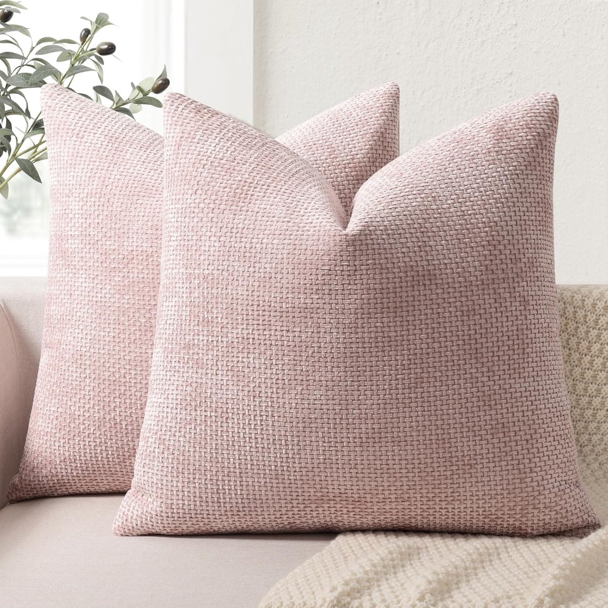 SnelShoppen - Zachte Chenille Kussenhoezen Set van 2 - 40x40 Decoratieve Sofakussens voor Woonkamer, Bed en Thuis - Luxe Kussens voor Feest en Interie